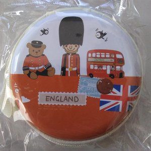Round Tinplate Case *NEW* Coin Purse Jewelry Ear Buds MISC Vitamins Meds LONDON
